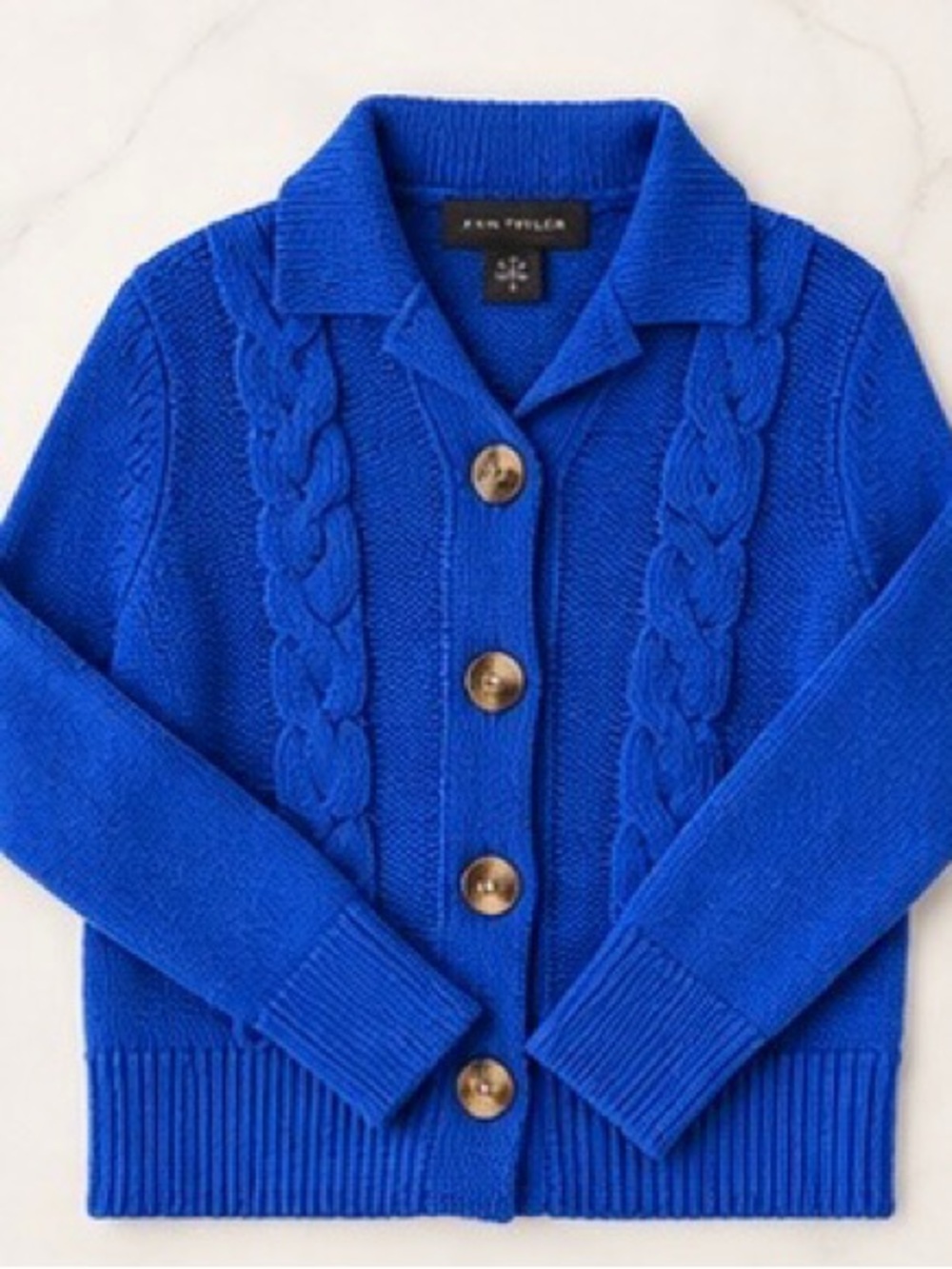 Ann Taylor Girls' Cable-Knit Cardigan Jacket - Royal Blue